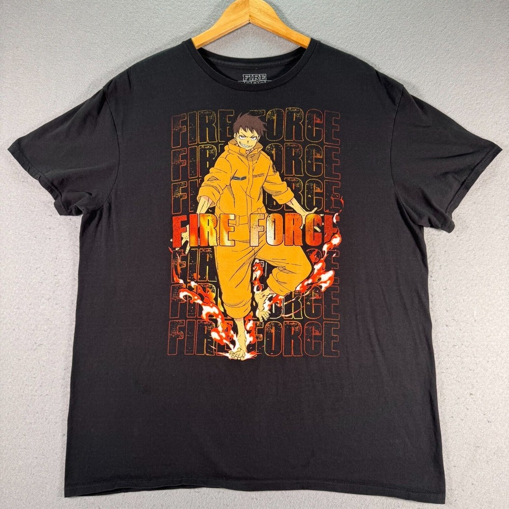Fire Force Shinra Kusakabe T-Shirt Mens XL‎ Black Tokyo Licensed Anime Graphic